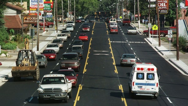 The center lane in the illustration is used for: